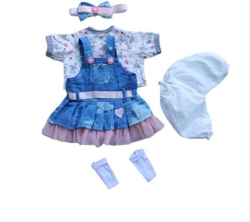 Reborn Baby Dolls Clothes for 17-22 inch Newborn Baby Dolls Girl Outfits Accesories 【 Skirt 5pcs Set 】 in Kuwait