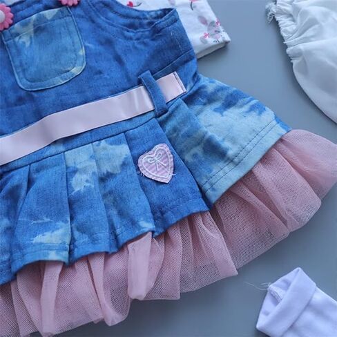 Reborn Baby Dolls Clothes for 17-22 inch Newborn Baby Dolls Girl Outfits Accesories 【 Skirt 5pcs Set 】 in Kuwait