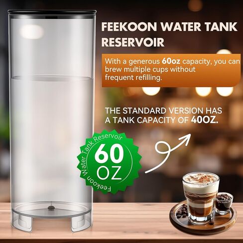 خزان مياه Feekoon سعة 60 أونصة متوافق مع ماكينة القهوة Groupe SEB Nespresso من Krups Vertuo Plus Deluxe XN900840 / ماكينة القهوة Krups Groupe SEB Nespresso Vertuo Plus XN900T40 Pod in Kuwait