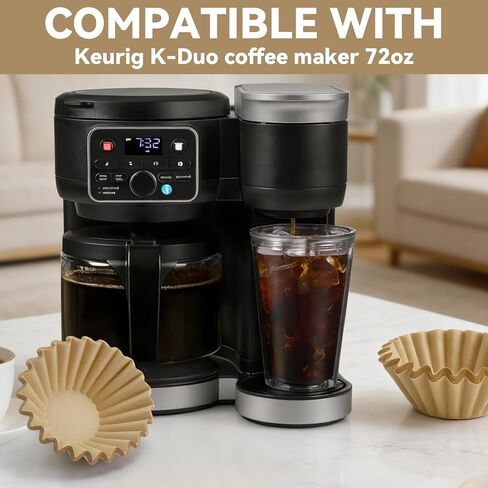 Paper Coffee Filters Compatible with Keurig Duo Coffee Maker, 200 Pcs Unbleached Extra-Deep Bowl Design Filter Paper for Keurig Duo 72oz in Saudi Arabia
