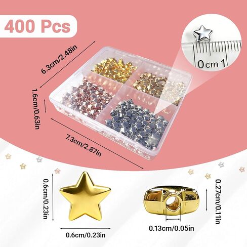 400 Pcs Star Beads 6mm Gold Star Beads Metal Stars Beads for Crafts DIY Stars Charms for Jewelry Bracelet Necklace Key Chains and Other Handicrafts Making（Gold/Silver/KC Gold/Rose Gold） in Saudi Arabia