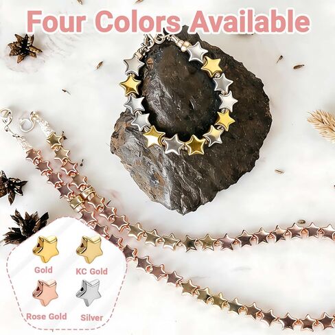 400 Pcs Star Beads 6mm Gold Star Beads Metal Stars Beads for Crafts DIY Stars Charms for Jewelry Bracelet Necklace Key Chains and Other Handicrafts Making（Gold/Silver/KC Gold/Rose Gold） in Saudi Arabia