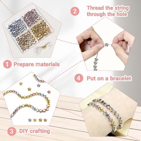 400 Pcs Star Beads 6mm Gold Star Beads Metal Stars Beads for Crafts DIY Stars Charms for Jewelry Bracelet Necklace Key Chains and Other Handicrafts Making（Gold/Silver/KC Gold/Rose Gold） in Saudi Arabia