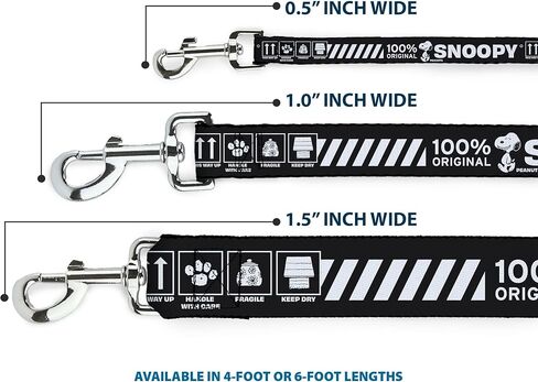 مقود الحيوانات الأليفة من Peanuts Worldwide LLC، مقود الكلب، رموز رعاية سنوبي الفول السوداني 100% أصلي أسود وأبيض، بطول 6 أقدام وعرض 1.0 بوصة in Kuwait