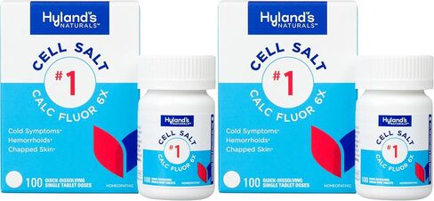 Hyland's Naturals Cell Salt رقم 1 أقراص فلور الكالسيوم 6X، تخفيف طبيعي لنزلات البرد والبواسير والجلد المتشقق، أقراص سريعة الذوبان، 100 قرص in Kuwait