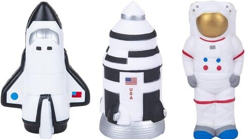 Space Squeeze Stress Toys | Pack of 3 | Space Shuttle Astronaut Rocket Set - 4.5-5 Inches by HAPPY DEALS~ in Saudi Arabia