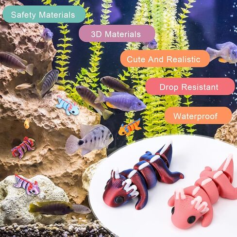 24 Pcs 3D Printed Axolotl Figures Flexible Articulated Small Animal for Fun Party Favors Classroom Rewards Desk Decor in Saudi Arabia