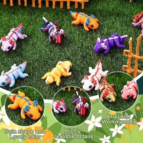 24 Pcs 3D Printed Axolotl Figures Flexible Articulated Small Animal for Fun Party Favors Classroom Rewards Desk Decor in Saudi Arabia
