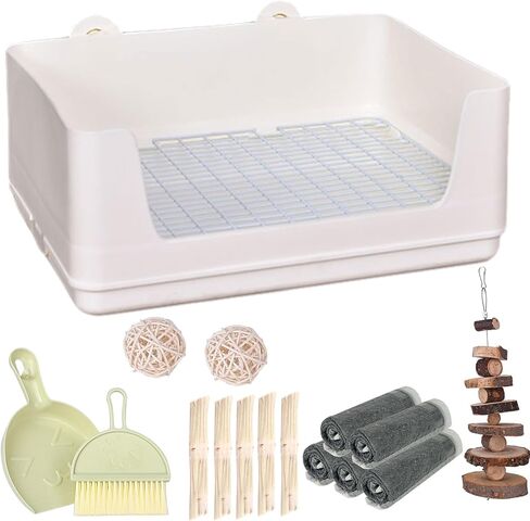 RUBYHOME Large Rabbit Litter Box Bunny Potty Training Corner Litter Pan with Deep Bottom Collection Tray, Small Animal Bedding Toilet for Adult Guinea Pig, Ferret in Kuwait