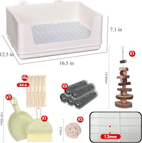 RUBYHOME Large Rabbit Litter Box Bunny Potty Training Corner Litter Pan with Deep Bottom Collection Tray, Small Animal Bedding Toilet for Adult Guinea Pig, Ferret in Kuwait