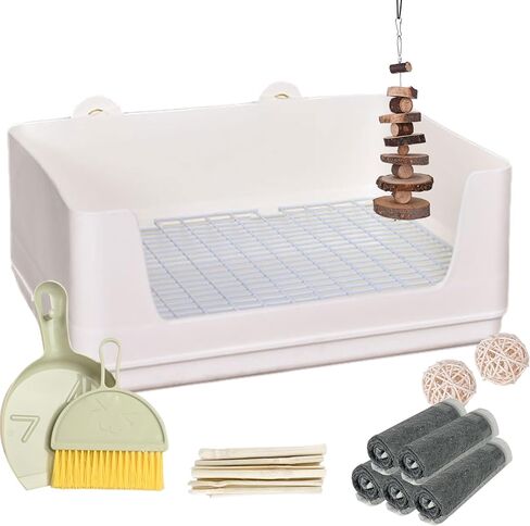 RUBYHOME Large Rabbit Litter Box Bunny Potty Training Corner Litter Pan with Deep Bottom Collection Tray, Small Animal Bedding Toilet for Adult Guinea Pig, Ferret in Kuwait