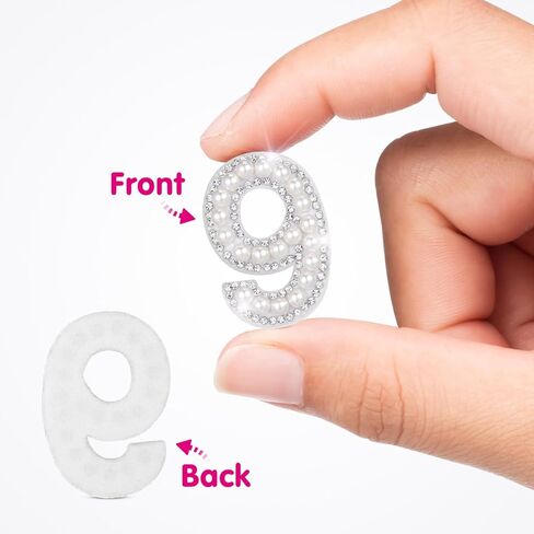Sewroro 1 Set Pearl Rhinestone Number Patches, Iron On, DIY Clothing Decor, White 0-9, 1.81 x 1.25 Inch in Saudi Arabia