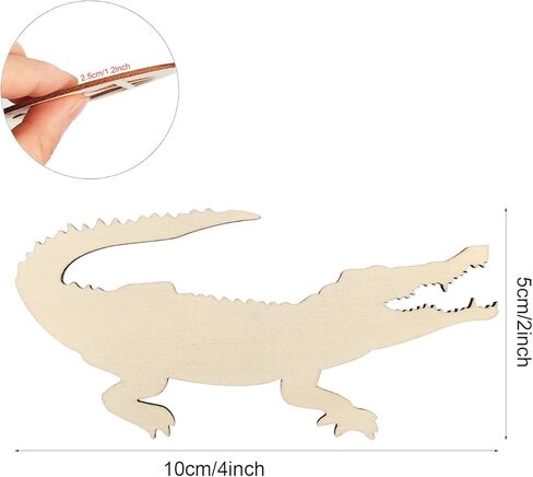 30 Pack 4 Inch Wood Alligator Cutouts Unfinished Wood Alligator Crafts Wooden Alligator Hanging Ornaments DIY Alligator Craft Gift Tags for Home Party Decoration in Saudi Arabia