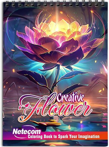 كتاب تلوين الزهور للبالغين من Netecom، غلاف ناعم حلزوني، 30 صفحة مفصلة لتصميم الزهور لتخفيف التوتر والاسترخاء in Kuwait