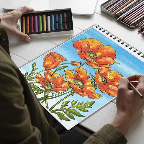 كتاب تلوين الزهور للبالغين من Netecom، غلاف ناعم حلزوني، 30 صفحة مفصلة لتصميم الزهور لتخفيف التوتر والاسترخاء in Kuwait