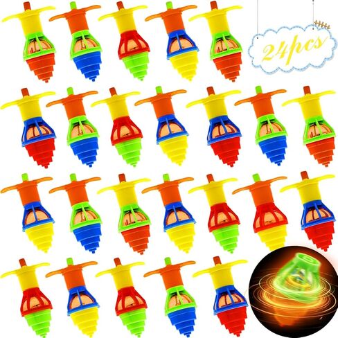 CAMIRUS 24PCS Glowing Spinning Top, LED Light Up Spinner Tops, Reusable Fidget Spinning for Valentine Easter Party Favors, Classroom Exchange Gifts, Goodie Bag Fillers in Kuwait