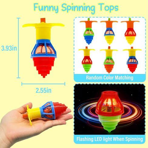CAMIRUS 24PCS Glowing Spinning Top, LED Light Up Spinner Tops, Reusable Fidget Spinning for Valentine Easter Party Favors, Classroom Exchange Gifts, Goodie Bag Fillers in Kuwait