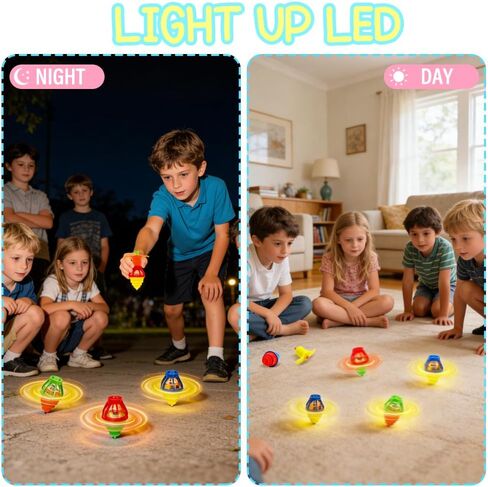 CAMIRUS 24PCS Glowing Spinning Top, LED Light Up Spinner Tops, Reusable Fidget Spinning for Valentine Easter Party Favors, Classroom Exchange Gifts, Goodie Bag Fillers in Kuwait