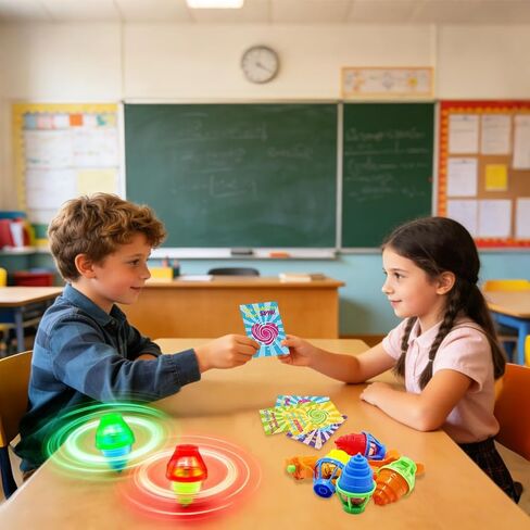 CAMIRUS 24PCS Glowing Spinning Top, LED Light Up Spinner Tops, Reusable Fidget Spinning for Valentine Easter Party Favors, Classroom Exchange Gifts, Goodie Bag Fillers in Kuwait