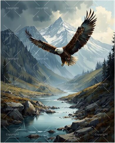 Eagle Soaring Paint by Numbers Kit for Adults - DIY Wildlife Painting on Canvas, Acrylic Paint Set, Suitable for Beginners, Perfect for Home Decoration or Gifts.(12X16IN Framed) in Saudi Arabia