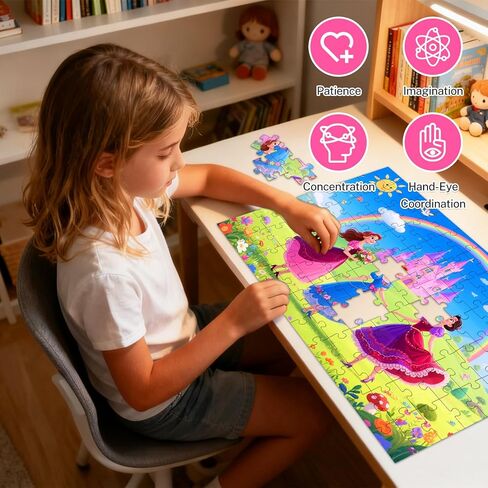 100 Piece Puzzles for Kids Ages 4-6 6-8 8-10, Unicorn Mermaid Fairy Princess Jigsaw Puzzles 100 Pieces Kids Puzzles Ages 3-5 4-6 5-8, Educational Learning Toys Gifts for Girls Boys 4-Pack 15"x10" in Saudi Arabia