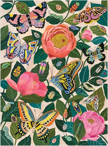 Galison Between The Blooms – 1000 Piece Foil Jigsaw Puzzle Featuring Beautiful Artwork of Butterflies Nestled in Blooming Flowers in Saudi Arabia