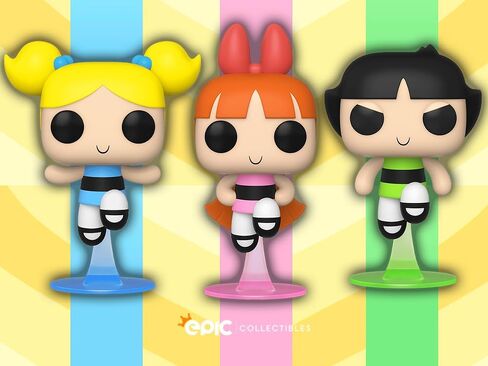 فانكو بوب! Powerpuff Girls - مجموعة من 3 - مجسمات من الفينيل Bubbles وBlossom وButtercup مجمعة مع واقي الصندوق in Kuwait