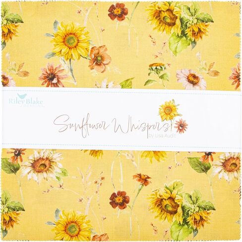 Lisa Audit Sunflower Whispers 10" Stacker 42 10-inch Squares Layer Cake Riley Blake 10-16670-42 in Saudi Arabia