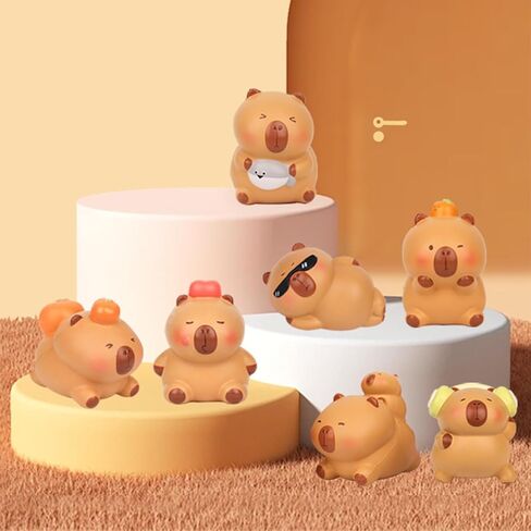Capybara Squeezable Series Blind Box Figure, Random Design Animal Figures Collectible Toy, Cute Stress Relief Simulation Squeeze Toy for Gift (3.54-4.72'' H) in Saudi Arabia