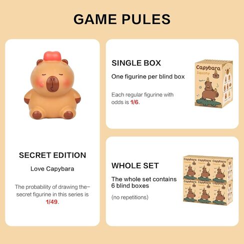 Capybara Squeezable Series Blind Box Figure, Random Design Animal Figures Collectible Toy, Cute Stress Relief Simulation Squeeze Toy for Gift (3.54-4.72'' H) in Saudi Arabia