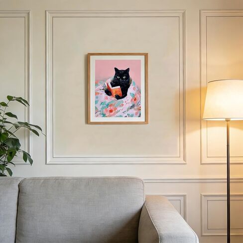 RLTXBUK Black Cat Reading Book Paint by Numbers Kit for Adults Beginners Kids 4-12, Cat and Book Lovers Gifts DIY Oil Painting Kits on Canvas Framed for Home Kids Room Apartment Decor 16x20 in in Kuwait