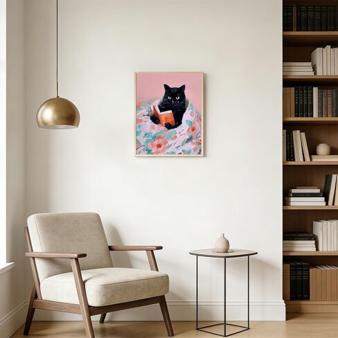 RLTXBUK Black Cat Reading Book Paint by Numbers Kit for Adults Beginners Kids 4-12, Cat and Book Lovers Gifts DIY Oil Painting Kits on Canvas Framed for Home Kids Room Apartment Decor 16x20 in in Kuwait