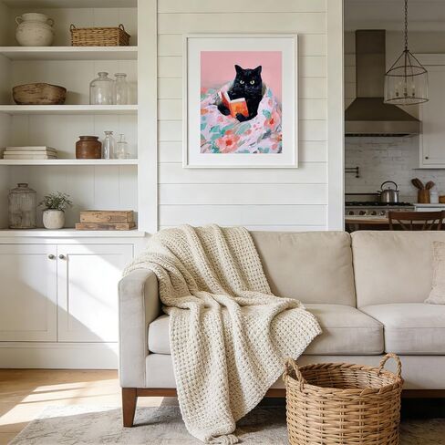 RLTXBUK Black Cat Reading Book Paint by Numbers Kit for Adults Beginners Kids 4-12, Cat and Book Lovers Gifts DIY Oil Painting Kits on Canvas Framed for Home Kids Room Apartment Decor 16x20 in in Kuwait