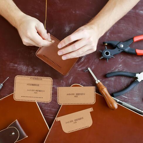DOITOOL Handmade Wallet Pattern Templates for DIY Leather Wallet Stencils Durable Kraft Material Sewing Patterns for Card Bag Crafting 4.13X2.75 Inches in Saudi Arabia