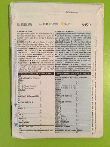 BUTTERICK Pattern 3490 Soft Maggie Doll in Saudi Arabia