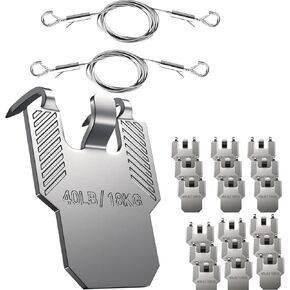 TOP-Notch Claws 20-Pack Heavy-Duty Picture Hangers (40 lb) + 2 Adjustable Steel Wires - Tool-Free, Damage-Free Wall Hanging Kit for Easy Decor! in Saudi Arabia