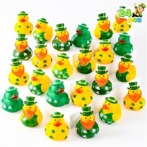 JOYIN 24 Pcs St.Patrick's Day Rubber Ducks Bulk for Patrick's Party Supplies, Green Shamrock Ducks for Kids Accessories Party Favors in Saudi Arabia