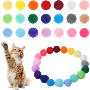 80 PCS Cat Pom Pom Balls, Cat Toy Balls Lightweight Soft Plush Cats Ball 1Inch Colorful Kitten Cats Puff Ball Fun Interactive Toys for IndoorCat & Kittens Playing Exercising(2.5 cm) in Kuwait
