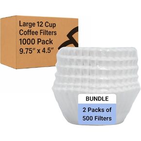 12 Cup Large Coffee Filters - Extra Tall Walled 9.75" x 4.5" to Prevent Ground Overflow - Compatible Bunn 12 Cup Commercial Coffee Maker - For Businesses (1000 Filter Bulk Pack) in Saudi Arabia