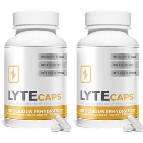 أقراص LyteCaps بالكهرباء - 60 كبسولة نباتية - للإماهة الشديدة والتشنجات، والجفاف - المغنيسيوم والبوتاسيوم والصوديوم والزنك - خالية من الغلوتين ومنتجات الألبان والمكسرات in Kuwait