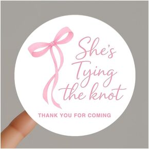 120 x She’s Tying the Knot Stickers – Bridal Shower Favor Labels with Bow Design – Thank You Stickers for Party Favors and Gift Bags – 1.6 Inch in Saudi Arabia