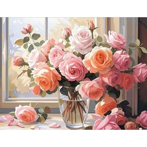 FunLynJoy Paint by Numbers for Adults Beginner, Beautiful Flower DIY Paint by Numbers 16 x 20 Inch(I) in Saudi Arabia