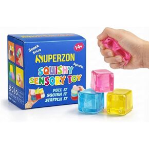 Square Stress Cube Pack of 3 – Sensory Squishy Fidget Toys for Kids & Adults | Ice Cube Anxiety & Stress Relief 3.3m (3 Colors in 1 Pack) in Saudi Arabia