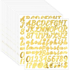 16 ورقة من ملصقات الحروف الذهبية، 1 بوصة ذاتية اللصق أرقام الحروف الأبجدية مقاومة للماء لأحرف لامعة لسجل القصاصات وغطاء التخرج وزجاجة المياه وديكور المنزل in Kuwait