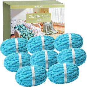 Chunky Chenille Yarn for Hand Knitting 8 Jumbo Pack Chunky Yarn for Hand Soft Blanket Knitting, Bulky Thick Fluffy Yarn for Crocheting (Marshmallow Color) in Saudi Arabia