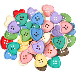 40 PCS Heart Buttons 0.9" Assorted Colorful Buttons Bulk Decorative Cute Heart Shaped Resin Button for Sewing Knitting Clothing Crafts, 8 Colors in Saudi Arabia