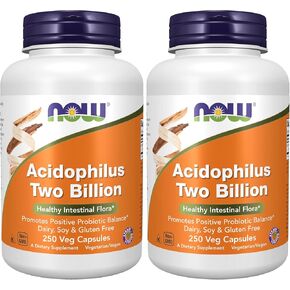 NOW Supplements, اسيدوفيلوس، 2 مليار، سلالة تم التحقق منها، نباتات معوية صحية*، 250 كبسولة نباتية in Kuwait