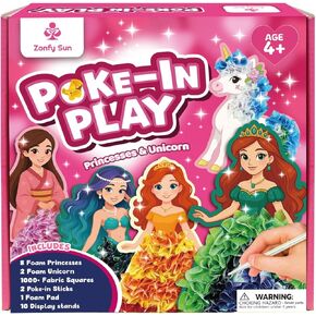Zonfy Sun Poke-in Play DIY Poke Art Kit with 10 Colorful Figures, Mess-Free Crafts for Kids 4–8, Princess-Inspired Creative Toy, Great Birthday Gifts & Christmas Gifts for Girls in Saudi Arabia