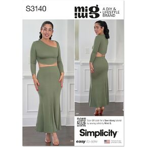 Simplicity SS3140K5 Misses' حزمة نمط الخياطة غير المتكافئة وتنورة حورية البحر من Mimi G Style، رمز التصميم S3140، الأحجام 8-10-12-14-16 in Kuwait