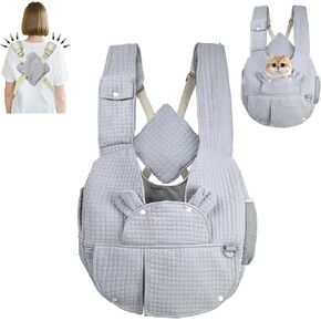 Carry Small Dogs and Cats for Versatile Pocket Portable Pet Front Backpack ，Reducing Back Pain, for outings,Travel, cat Sling Carrier,Grey in Kuwait